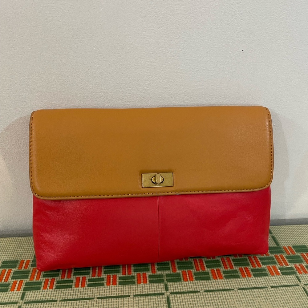 J.Crew Tan and Red Clutch Purse